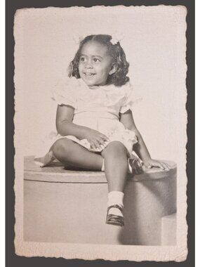 Vintage Black White Photo African American Girl Portrait Boeger Topeka KS 1940s